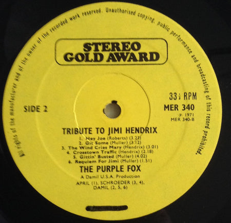 The Purple Fox : Tribute To Jimi Hendrix (LP, Album, Wes)