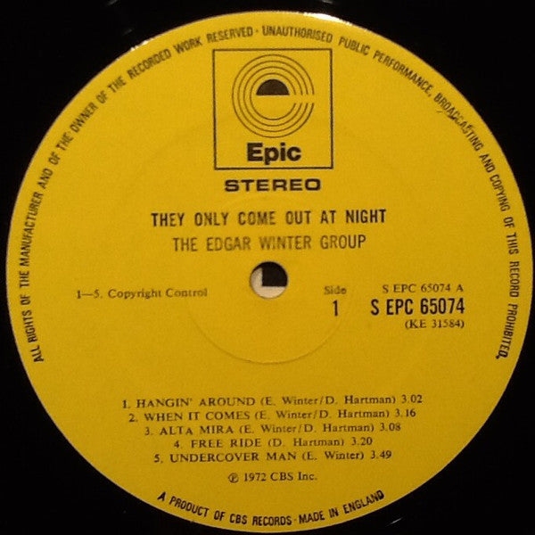 The Edgar Winter Group : They Only Come Out At Night (LP, Album, Sin)