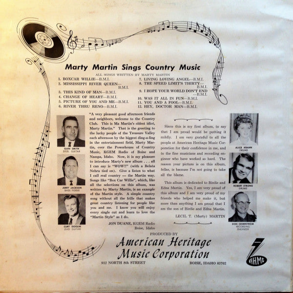Marty Martin : Marty Martin Sings Country Music And Stuff Like That! (LP, Album)