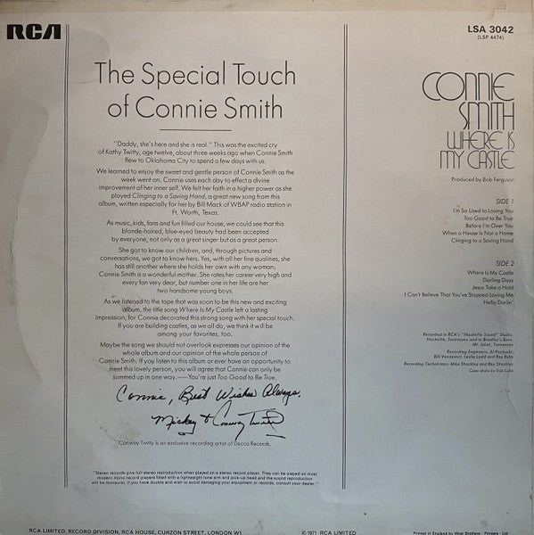 Connie Smith : Where Is My Castle (LP, Album)