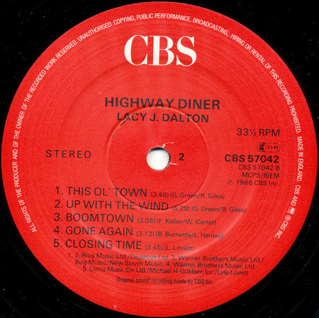 Lacy J. Dalton : Highway Diner (LP, Album)