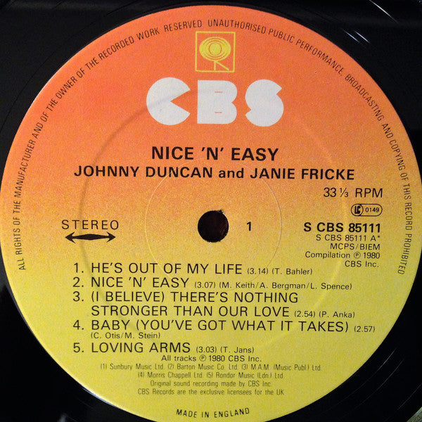 Johnny Duncan (3) & Janie Fricke : Nice 'n' Easy (LP, Album)