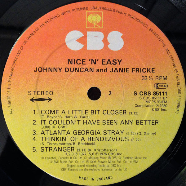 Johnny Duncan (3) & Janie Fricke : Nice 'n' Easy (LP, Album)