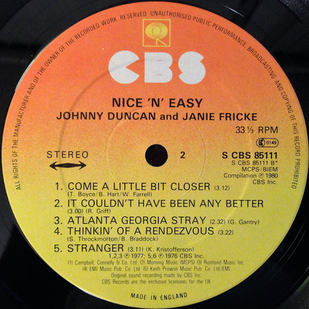 Johnny Duncan (3) & Janie Fricke : Nice 'n' Easy (LP, Album)