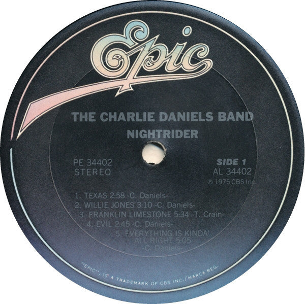 The Charlie Daniels Band : Nightrider (LP, Album, RE, Blu)