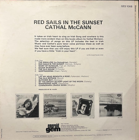 Cathal McCann : Red Sails In The Sunset (LP, Album)