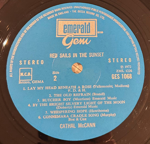 Cathal McCann : Red Sails In The Sunset (LP, Album)