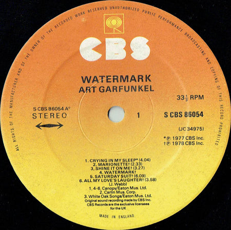 Art Garfunkel : Watermark (LP, Album)