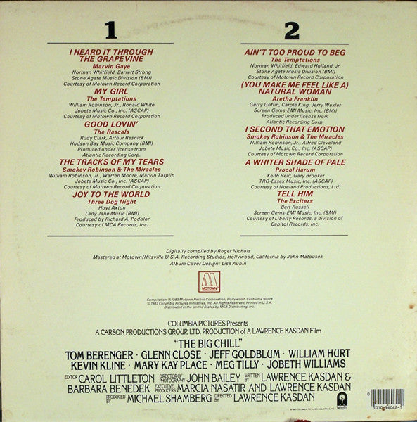 Various : The Big Chill (Original Motion Picture Soundtrack) (LP, Album, Comp, Promo)
