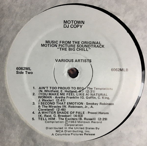 Various : The Big Chill (Original Motion Picture Soundtrack) (LP, Album, Comp, Promo)