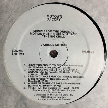 Various : The Big Chill (Original Motion Picture Soundtrack) (LP, Album, Comp, Promo)