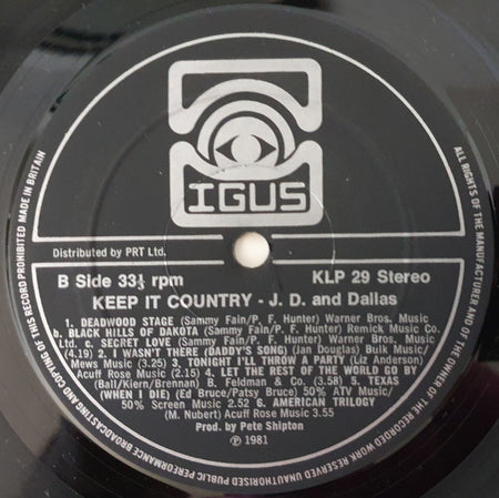 JD & Dallas : Keep It Country (LP)