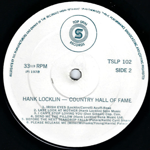 Hank Locklin : Country Hall Of Fame (LP, Album)