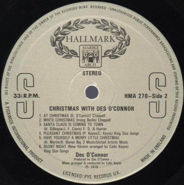 Des O'Connor : Christmas With Des O'Connor (LP, Album)