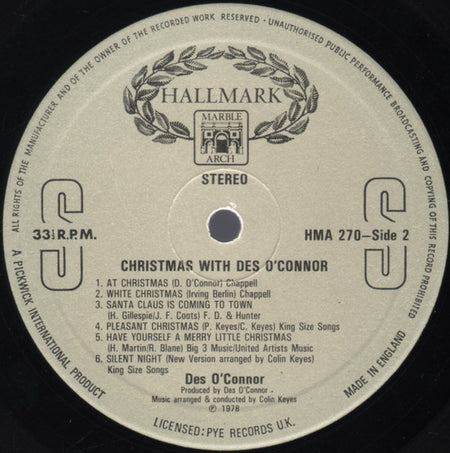 Des O'Connor : Christmas With Des O'Connor (LP, Album)