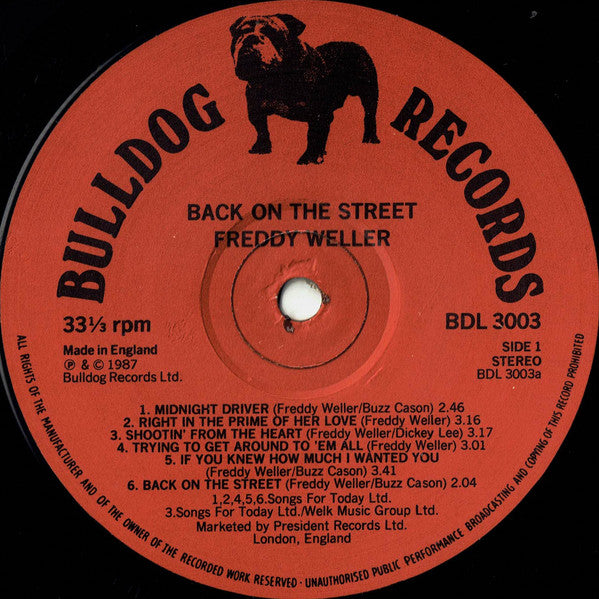 Freddy Weller : Back On The Street (LP, Album)