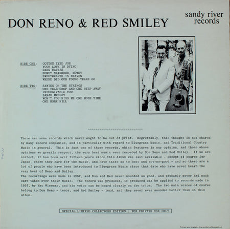 Reno And Smiley : Don Reno & Red Smiley (LP, Comp, Ltd)