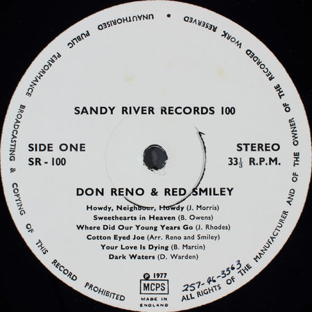 Reno And Smiley : Don Reno & Red Smiley (LP, Comp, Ltd)