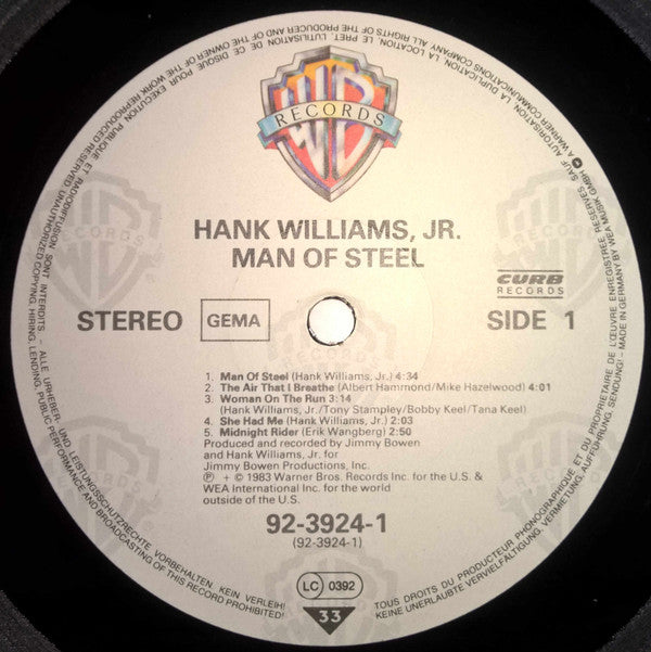 Hank Williams Jr. : Man Of Steel (LP, Album)