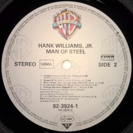 Hank Williams Jr. : Man Of Steel (LP, Album)