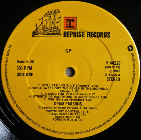 Gram Parsons : GP (LP, Album, RP, Gat)