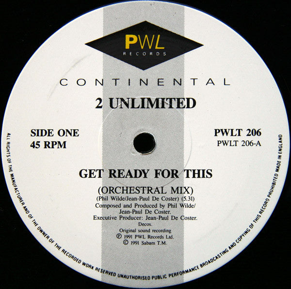 2 Unlimited : Get Ready For This (12", Single)