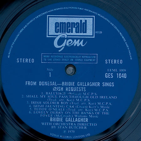 Bridie Gallagher : From Donegal - Bridie Gallagher Sings Irish Requests (LP, Album)
