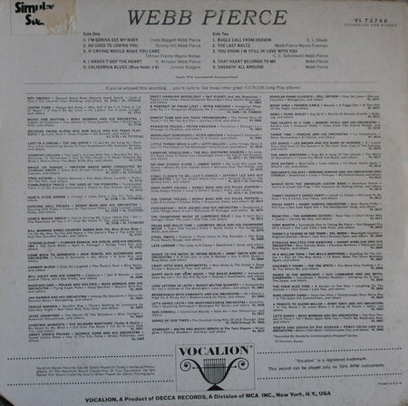 Webb Pierce : Webb Pierce (LP, Comp)
