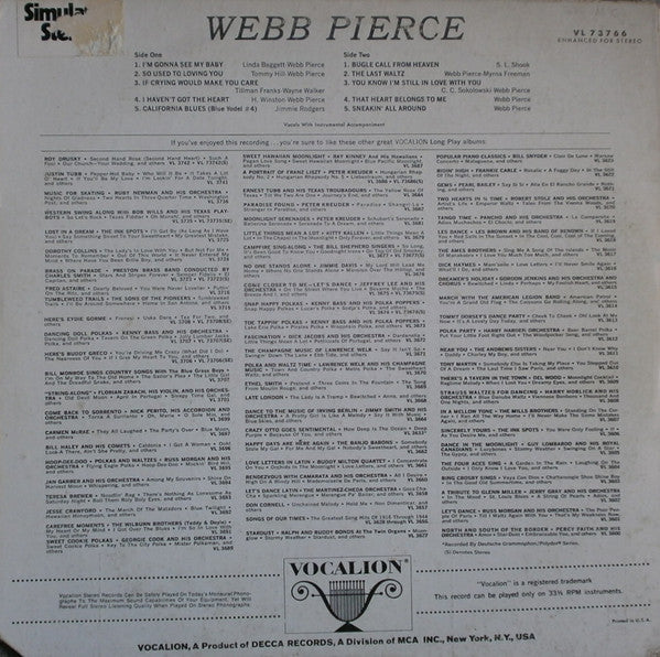 Webb Pierce : Webb Pierce (LP, Comp)
