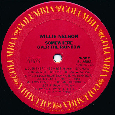 Willie Nelson : Somewhere Over The Rainbow (LP, Album, Pit)