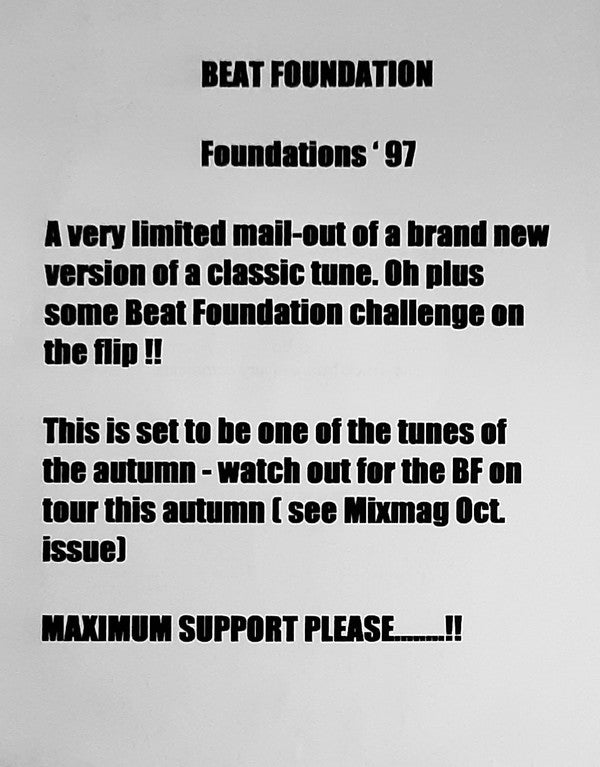 Beat Foundation : Foundations II (12", Promo, W/Lbl)