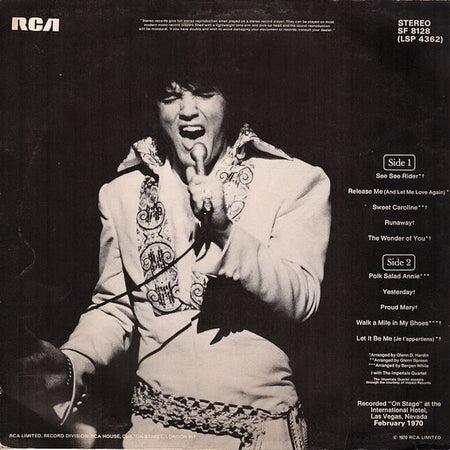 Elvis Presley : On Stage (LP, Album, Ora)