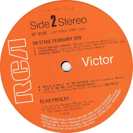 Elvis Presley : On Stage (LP, Album, Ora)