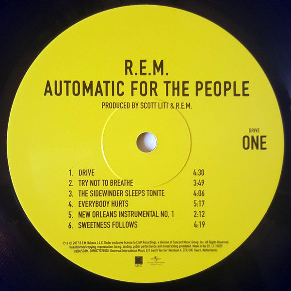 R.E.M. : Automatic For The People (LP, Album, RE, RM, 25t)
