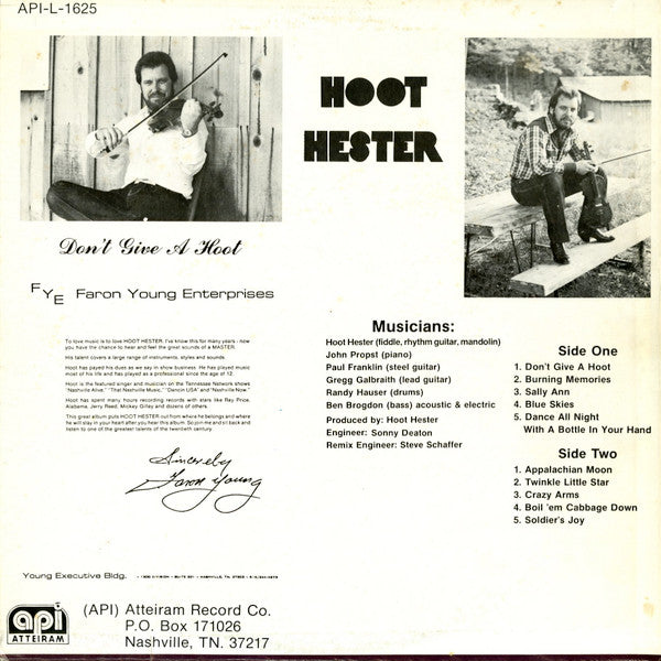 Hoot Hester : Don't Give A Hoot (LP, Album)