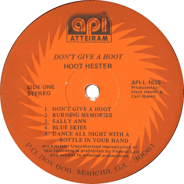 Hoot Hester : Don't Give A Hoot (LP, Album)