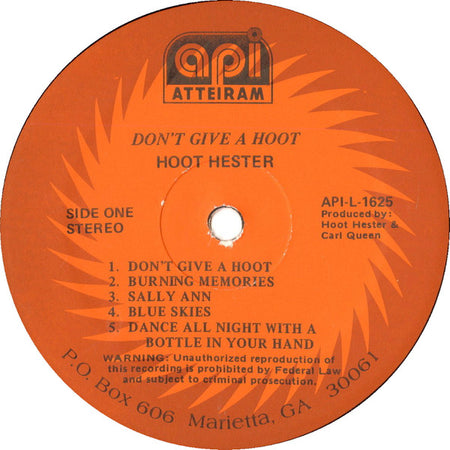 Hoot Hester : Don't Give A Hoot (LP, Album)