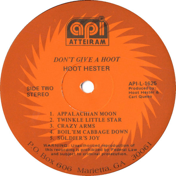 Hoot Hester : Don't Give A Hoot (LP, Album)