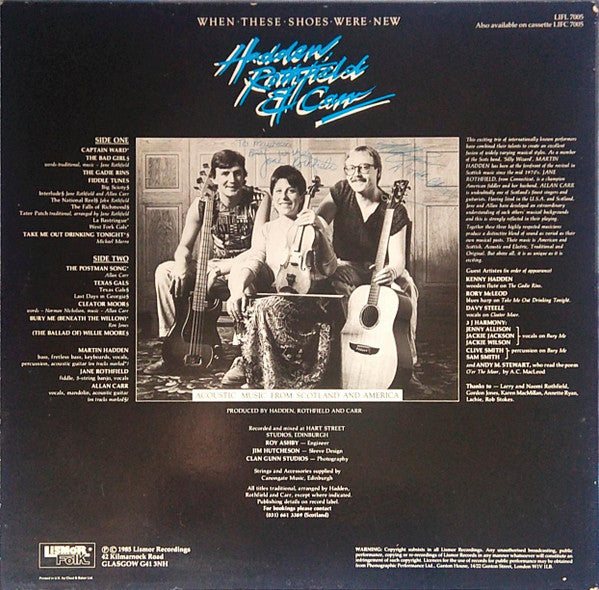 Martin Hadden, Jane Rothfield & Allan Carr (2) : When These Shoes Were New (LP, Album)