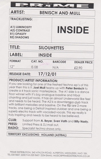 Peter Benisch & Joel Mull : Silhouettes (12", Promo, W/Lbl)