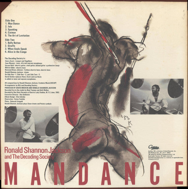 Ronald Shannon Jackson And The Decoding Society : Mandance (LP, Album, Pur)