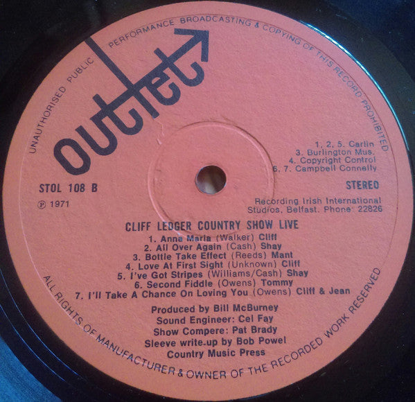 Cliff Ledger : The Cliff Ledger Country Show Live (LP, Album)