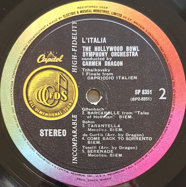 The Hollywood Bowl Symphony Orchestra Conducted By Carmen Dragon : L'Italia (LP)