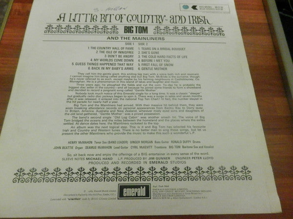Big Tom And The Mainliners : A Little Bit Of Country - And Irish (LP, Album)