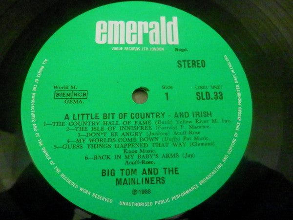 Big Tom And The Mainliners : A Little Bit Of Country - And Irish (LP, Album)