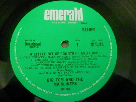 Big Tom And The Mainliners : A Little Bit Of Country - And Irish (LP, Album)