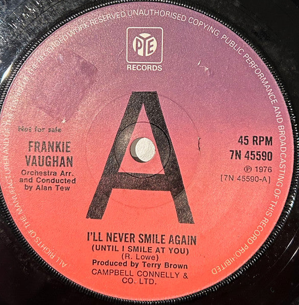 Frankie Vaughan : I'll Never Smile Again (7", Promo)