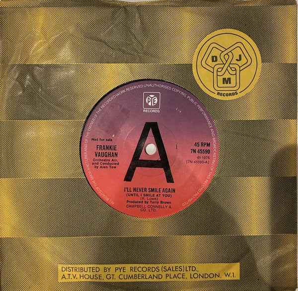 Frankie Vaughan : I'll Never Smile Again (7", Promo)