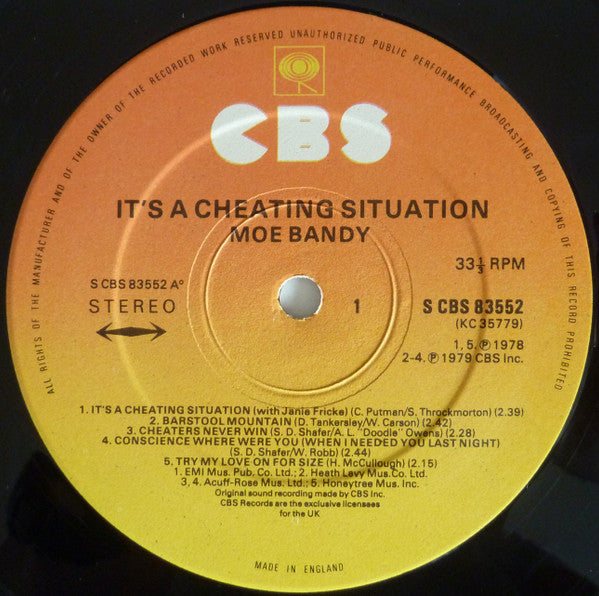Moe Bandy : It's A Cheating Situation (LP, Album)