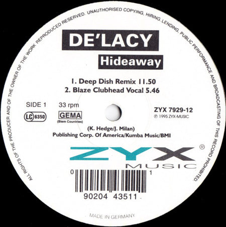 De'Lacy : Hideaway (12")